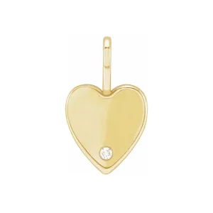 Engraveable Heart Charm Pendant with Diamond Accent