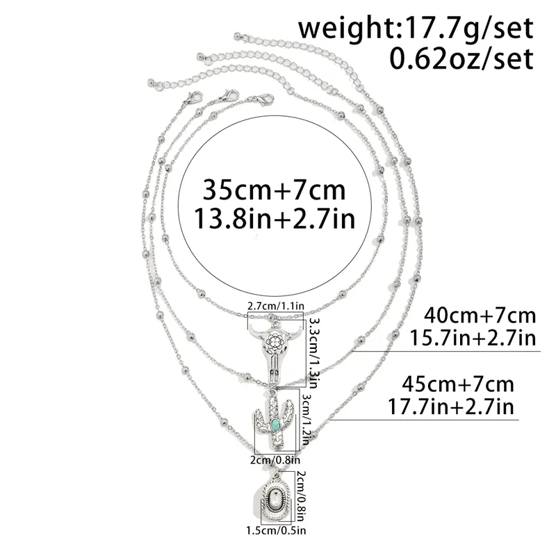 Ethnic Style Ox-Head Cactus Pendant Necklaces for Women