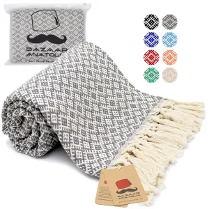 Ethnic Turkish Beach Towel 35 x 74" (100x 190 cm) - Gray