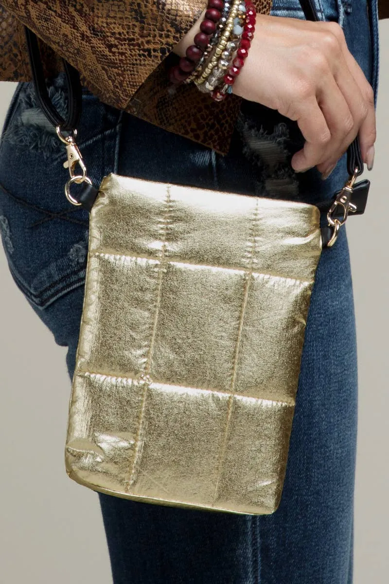 FINAL SALE: Insulated Metallic Bubble Cross Body Bag