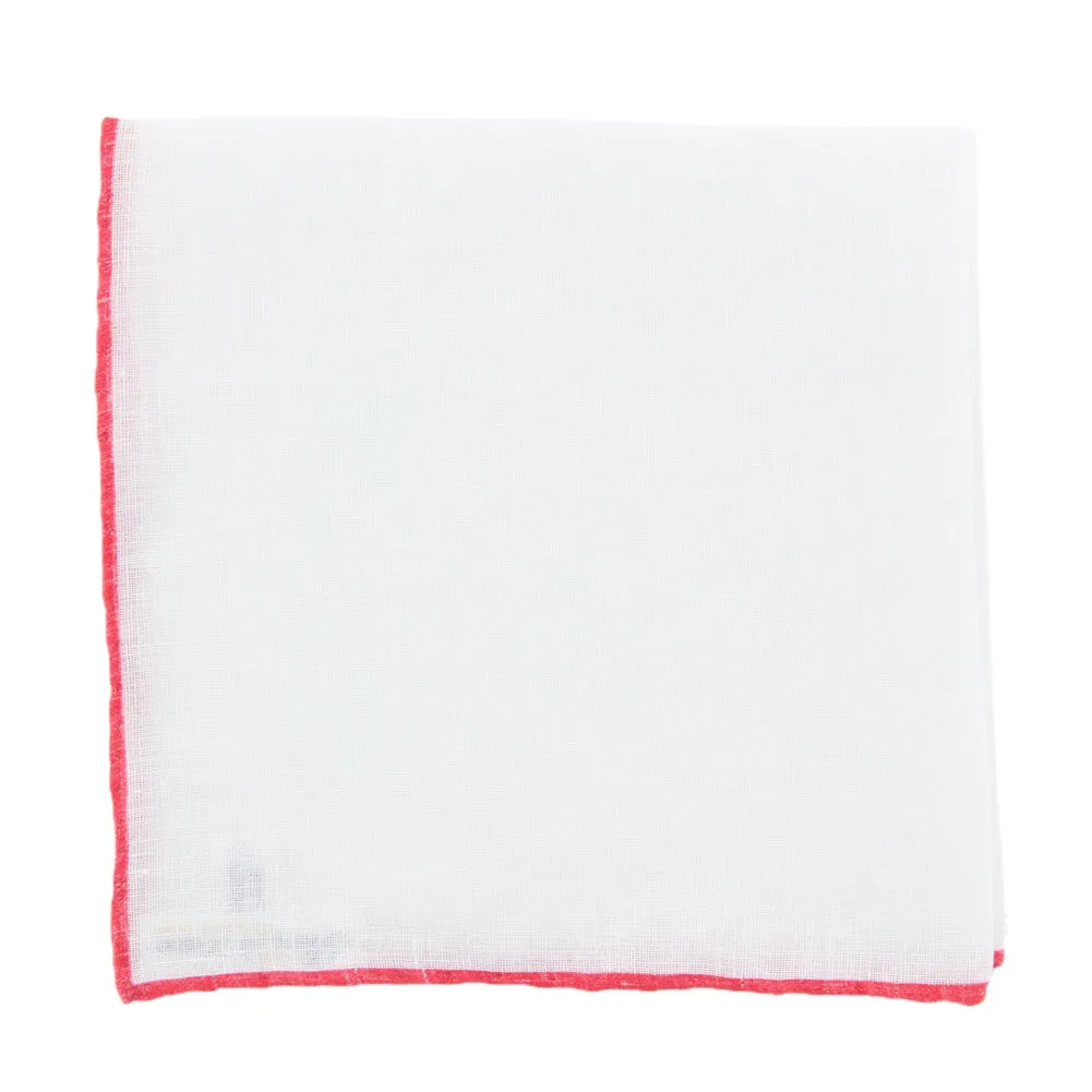 Fiori Di Lusso White Linen Pocket Square