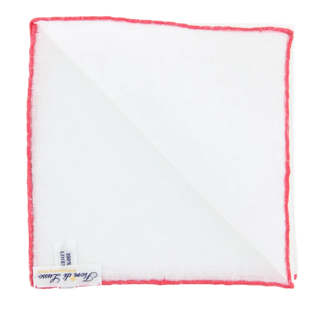 Fiori Di Lusso White Linen Pocket Square