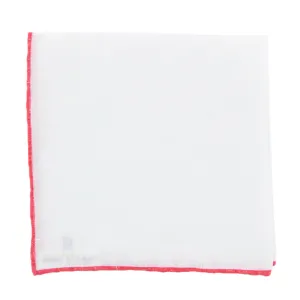 Fiori Di Lusso White Linen Pocket Square