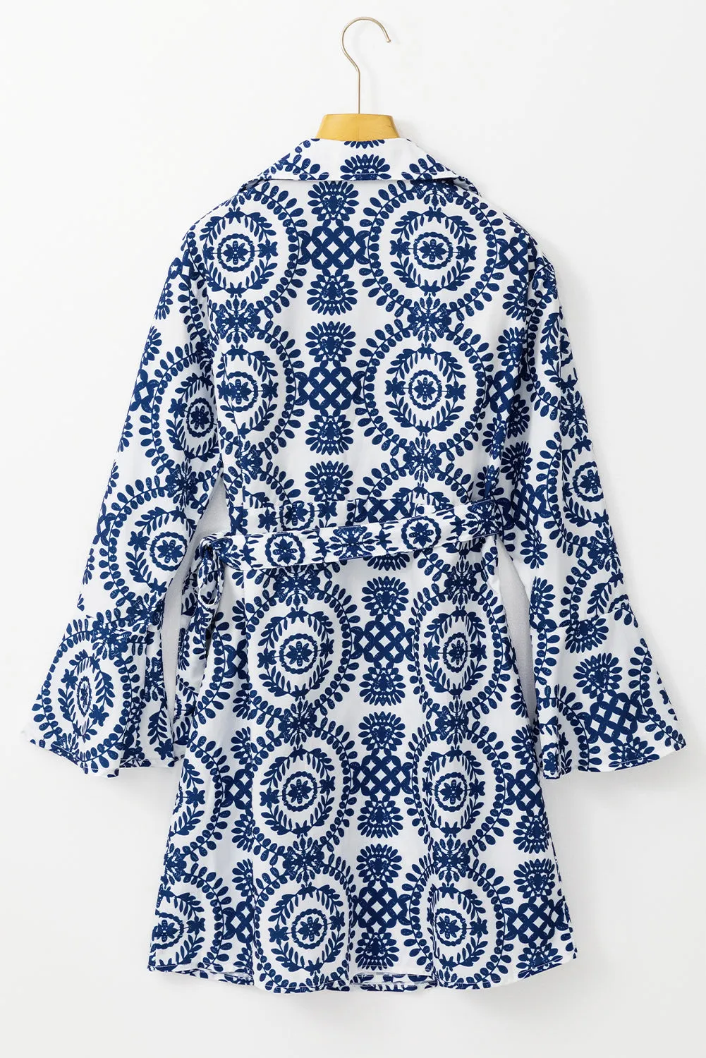 Floral Print Wrap Dress with Knot Waist and V Neck