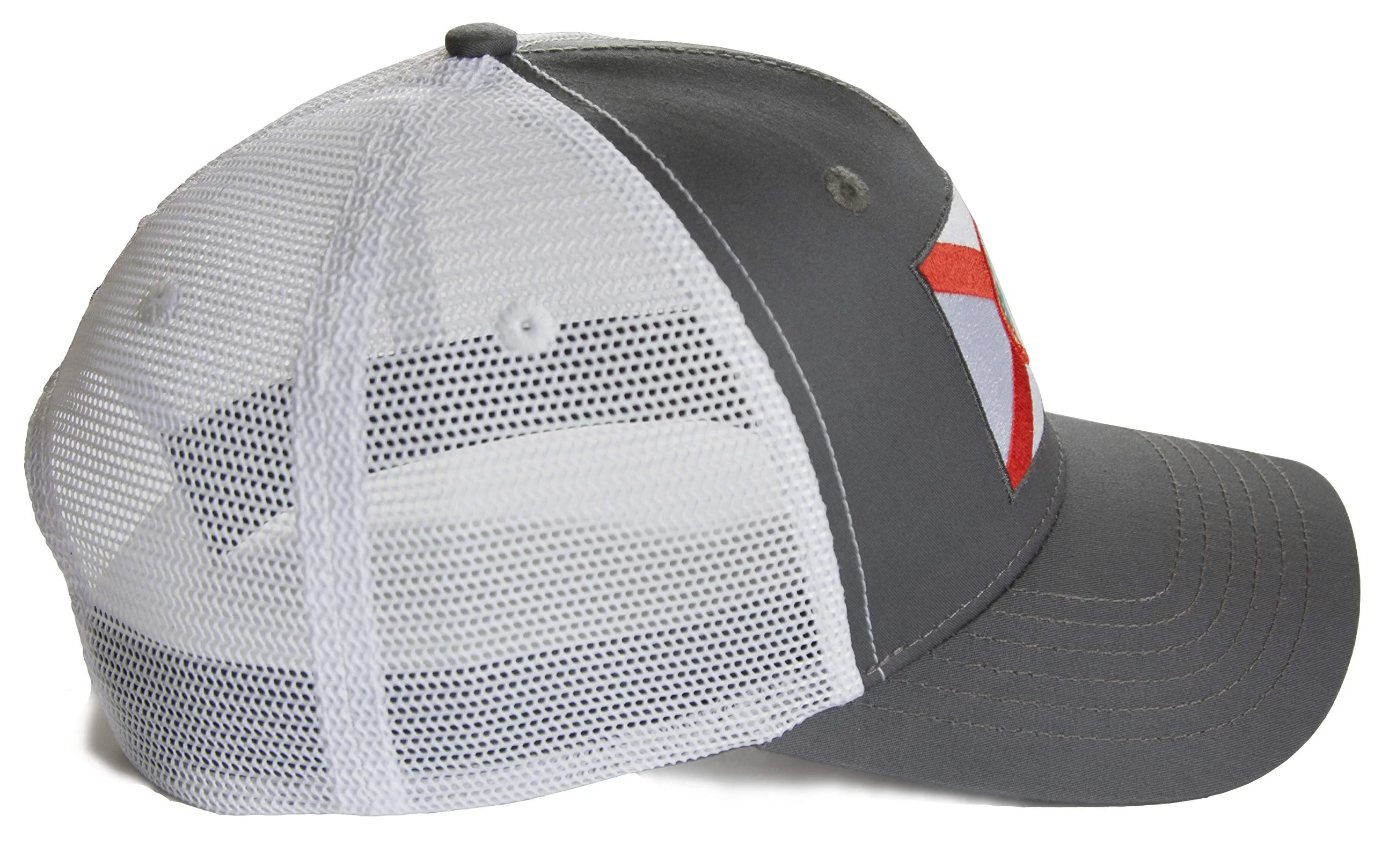 Florida Flag Trucker Baseball Snapback Hat (Grey White) - International Tie