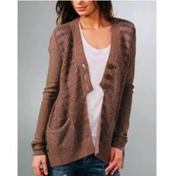 Free People Willow Caroline Bohemian Wool Angora Carjacking Sweater Size XS