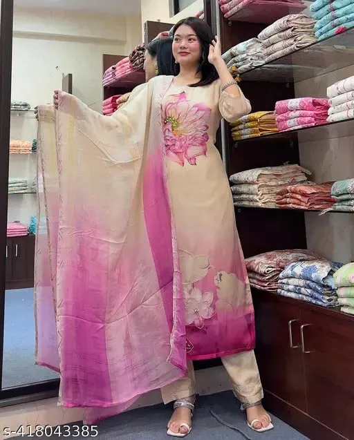 FRILLFIT : Cream Embroidered Kurta Set with Dupatta – Festive Ethnic Wear for Women (Copy)
