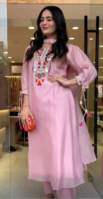 FRILLFIT Pastel Pink Kurti Set – Perfect for Festive &amp; Casual Wear