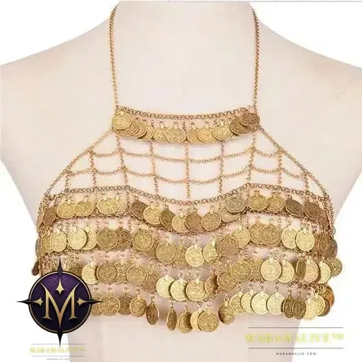 Full Coins Tassel Chest Chain For Summer Beach Party Bohemian Gypsy Afghan Ethnic Slave Harness Underwear Bra Sexy Body Jewelry