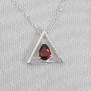 Garnet Silver Minimalist Necklace