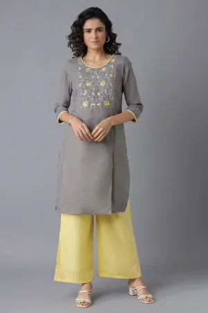 Grey kurta and Yellow Palazzo Set