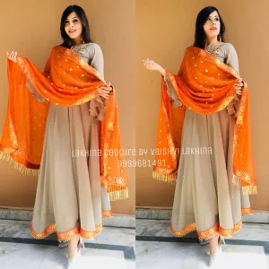 Grey Orange Anarkali