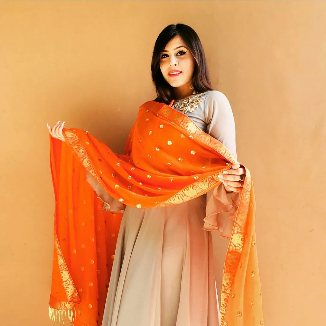 Grey Orange Anarkali