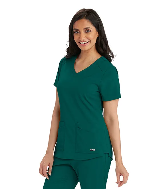 GREY'S ANATOMY WOMEN'S 4 POCKET V-NECK YOKE TOP