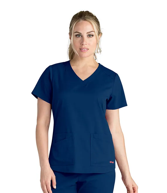 GREY'S ANATOMY WOMEN'S 4 POCKET V-NECK YOKE TOP