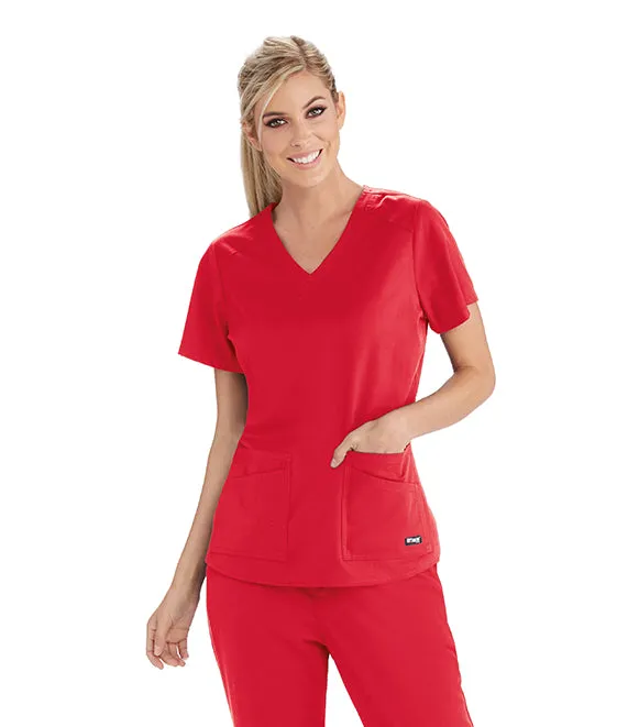 GREY'S ANATOMY WOMEN'S 4 POCKET V-NECK YOKE TOP