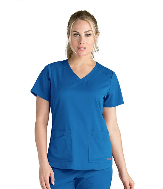 GREY'S ANATOMY WOMEN'S 4 POCKET V-NECK YOKE TOP