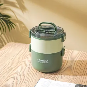 HAMEKA Round Adult Lunch Box Stainless Steel