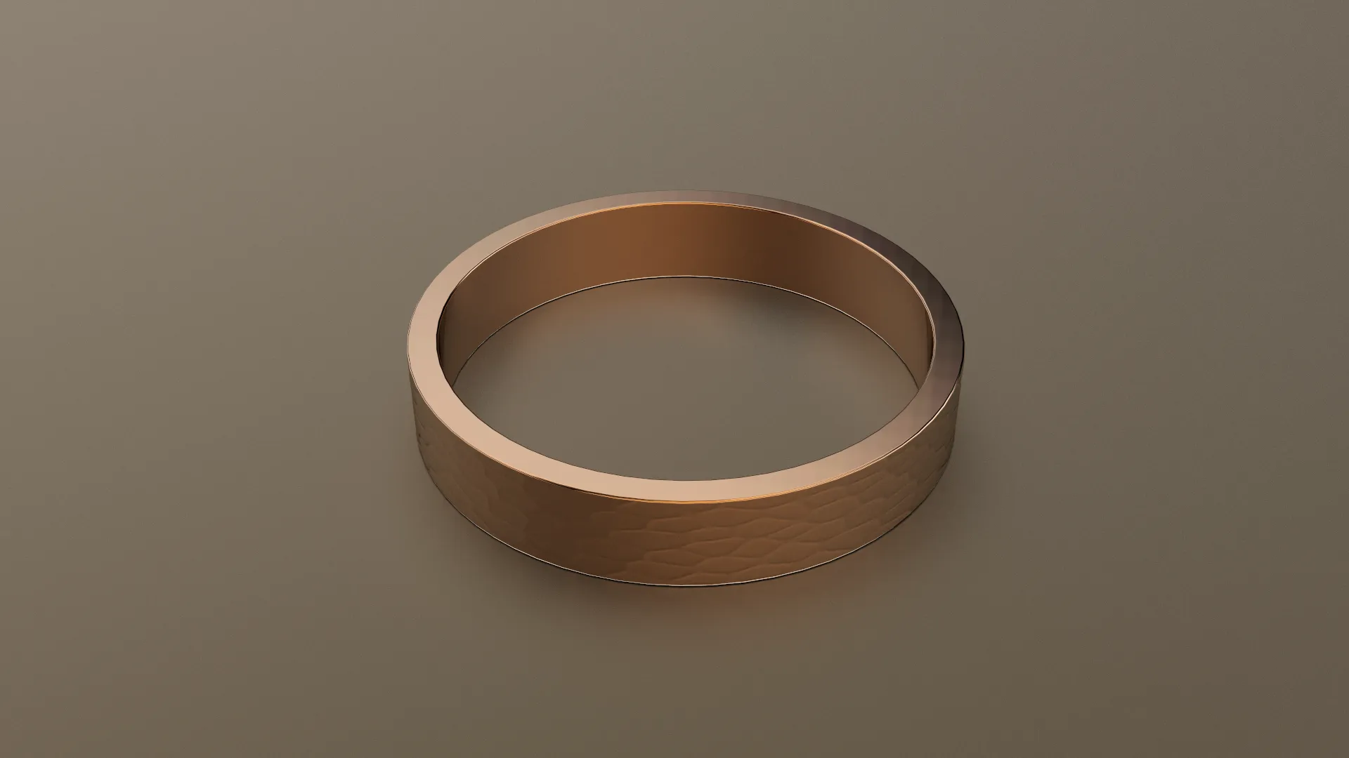 Hammered Rose Gold 4mm Flat Wedding Band