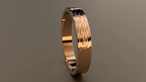 Hammered Rose Gold 4mm Flat Wedding Band