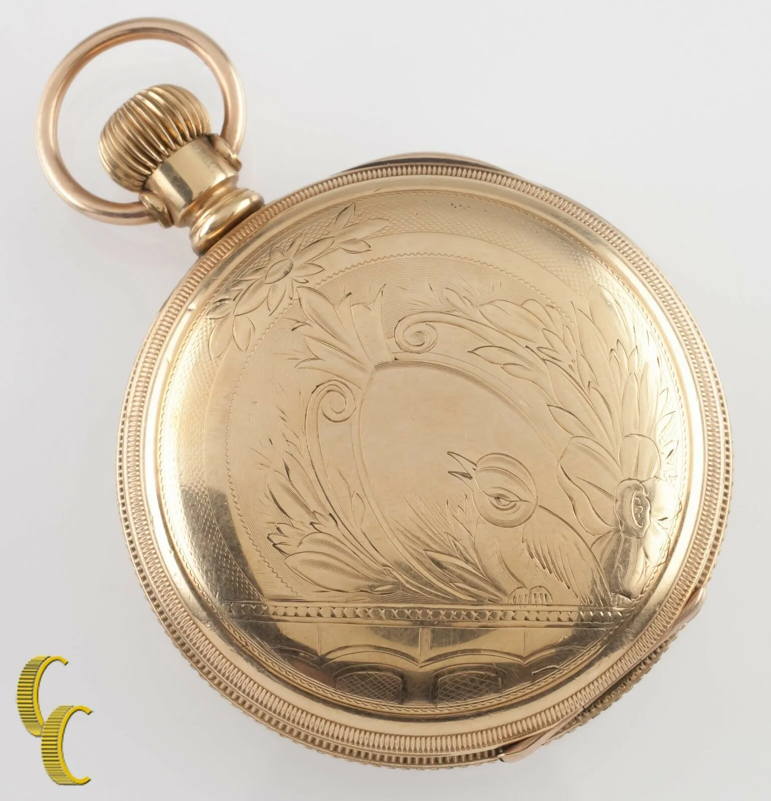 Hampden Dueber 14K Yellow Gold Antique Open Face Pocket Watch 17 Jewel Size 18