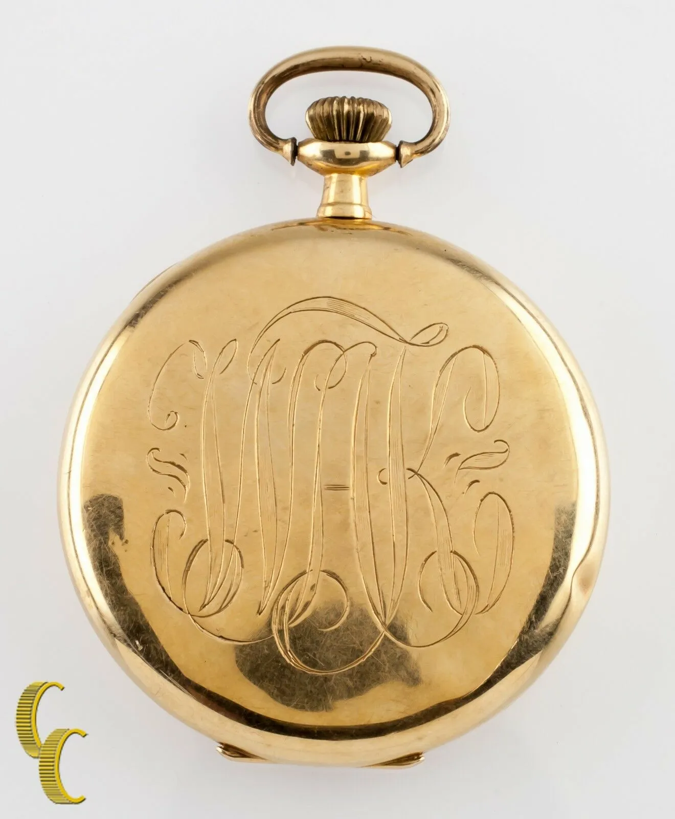 Hampden Open Face 14K Yellow Gold Antique Pocket Watch Grade 314 12S 21-Jewel