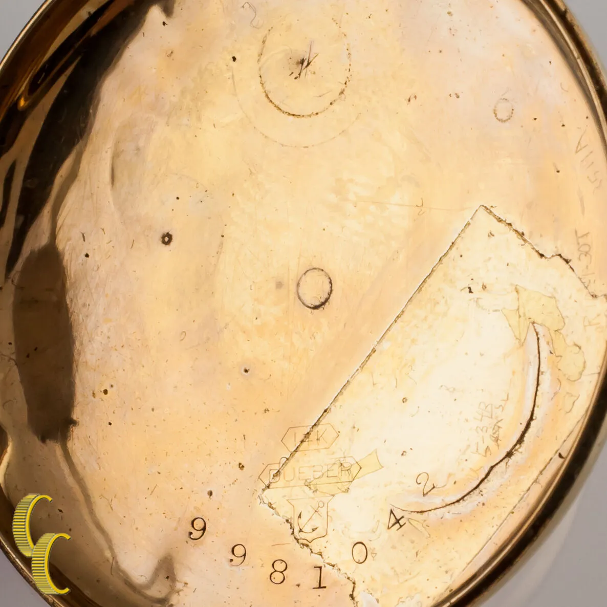 Hampden Open Face 14K Yellow Gold Antique Pocket Watch Grade 314 12S 21-Jewel