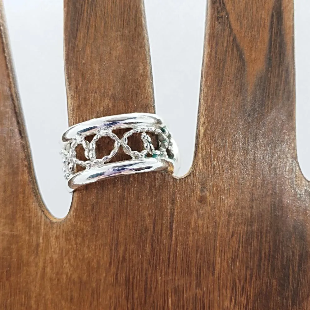 Handmade .925 Sterling Silver Wide Band Ring with Lapis Lazuli – Wisdom & Creativity