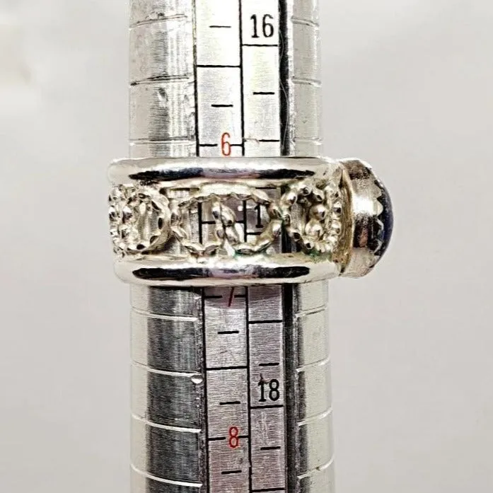 Handmade .925 Sterling Silver Wide Band Ring with Lapis Lazuli – Wisdom & Creativity