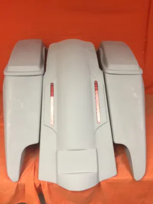 Harley Davidson 5" Fifty Five Extended Stretched Saddlebag LED Fender Kit - Dual Cut Outs   Lids