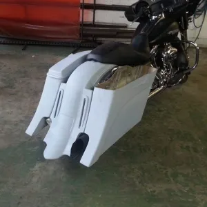 Harley Davidson 6" Extended Stretched Out & Down Saddlebags   Fender - No Lids 2014 - 2018  Model Style Bags - Dual Cut Outs.