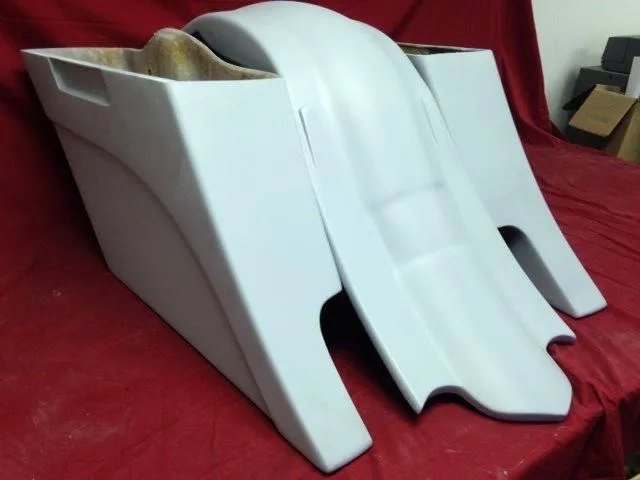 Harley Davidson 6" Extended Stretched Saddlebags Out & Down- Dual Cut Outs