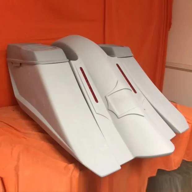 Harley Davidson 6" Trendsetter Extended Saddlebag LED Recess Plate Fender - NoCutOuts   Dual 6 x 9 Speaker Lids / 2014 - 2018