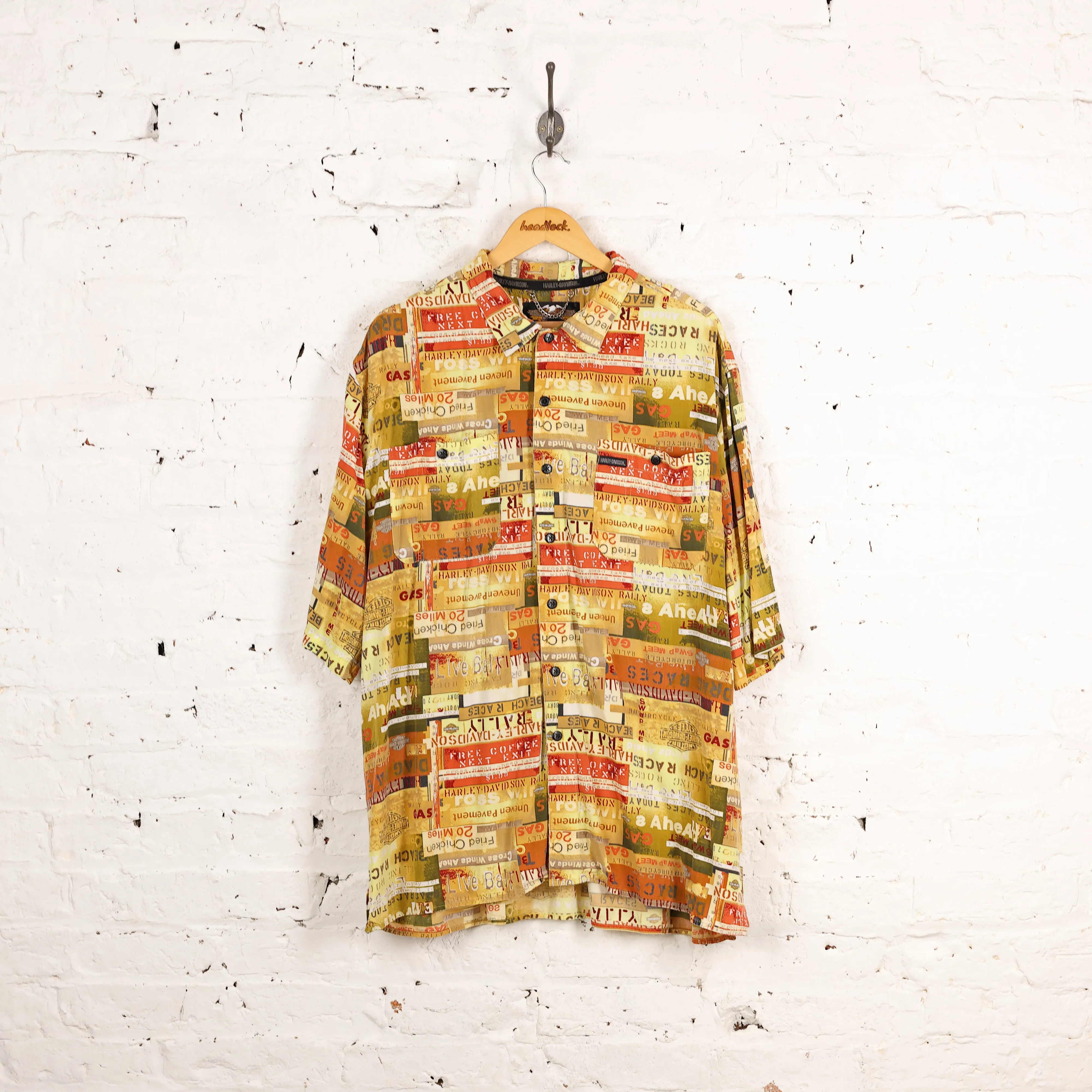 Harley Davidson Pattern Shirt - Yellow - XXL