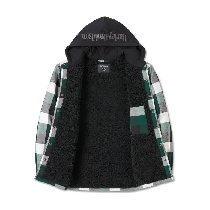 Harley-Davidson® Traveler Hooded Shirt Jacket - Plaid - Harley Black & Rainforest