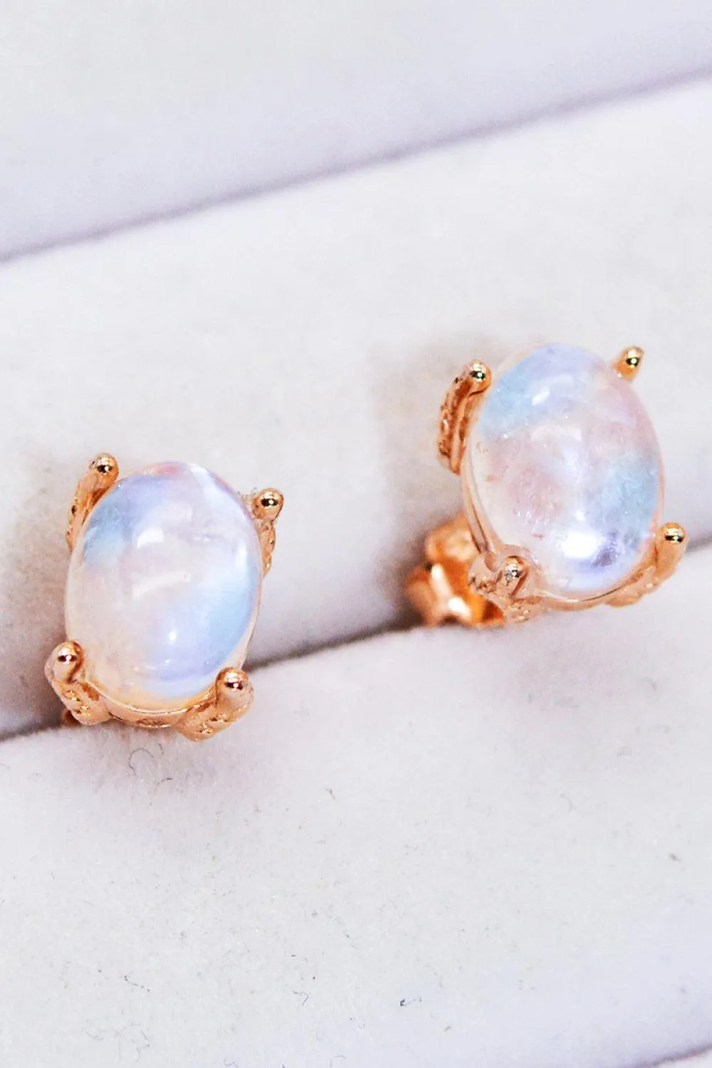 Hazel Blues® | Natural Moonstone 4-Prong Stud Earrings