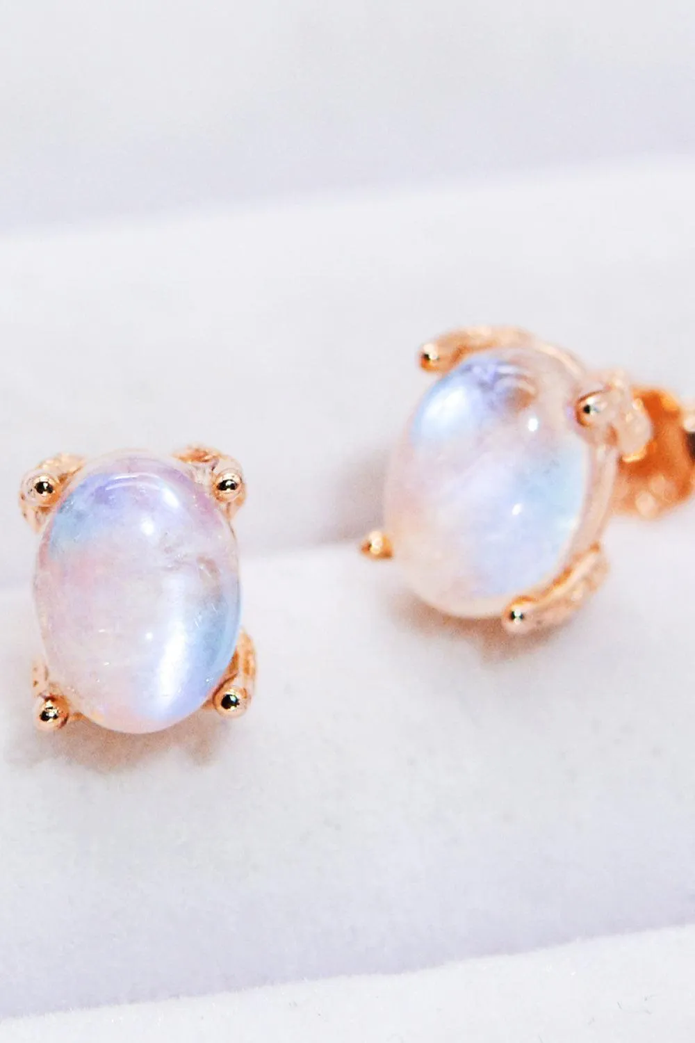 Hazel Blues® | Natural Moonstone 4-Prong Stud Earrings