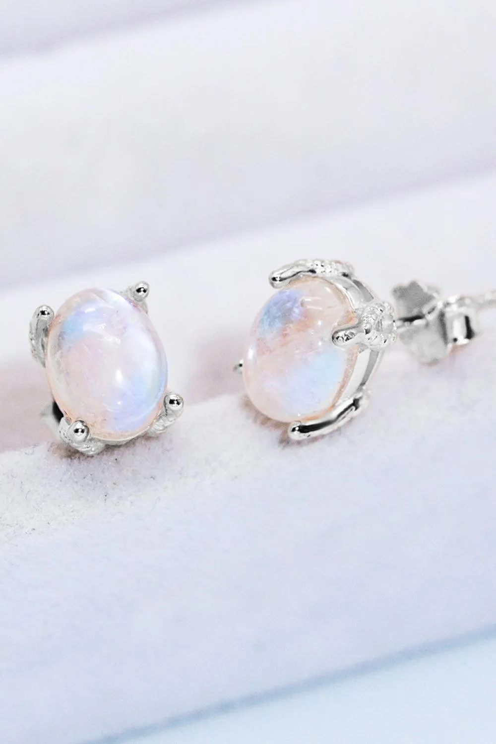 Hazel Blues® | Natural Moonstone 4-Prong Stud Earrings