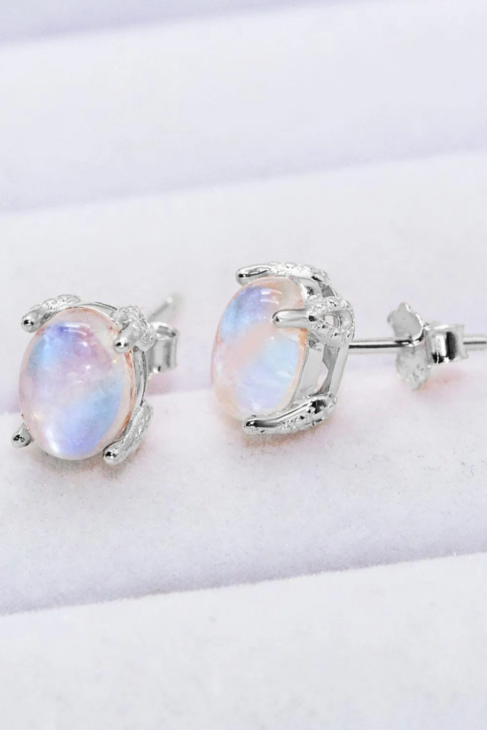 Hazel Blues® | Natural Moonstone 4-Prong Stud Earrings