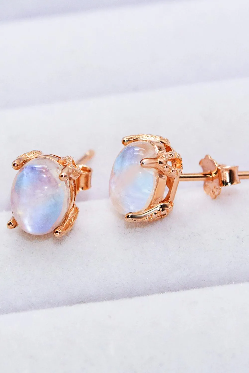 Hazel Blues® | Natural Moonstone 4-Prong Stud Earrings