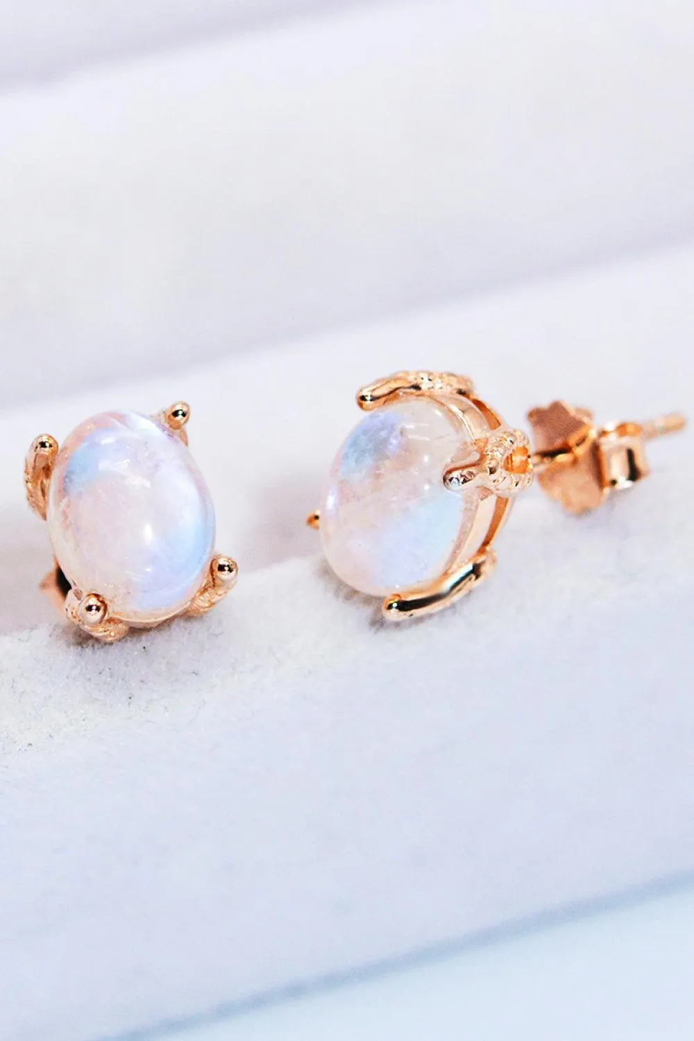 Hazel Blues® | Natural Moonstone 4-Prong Stud Earrings