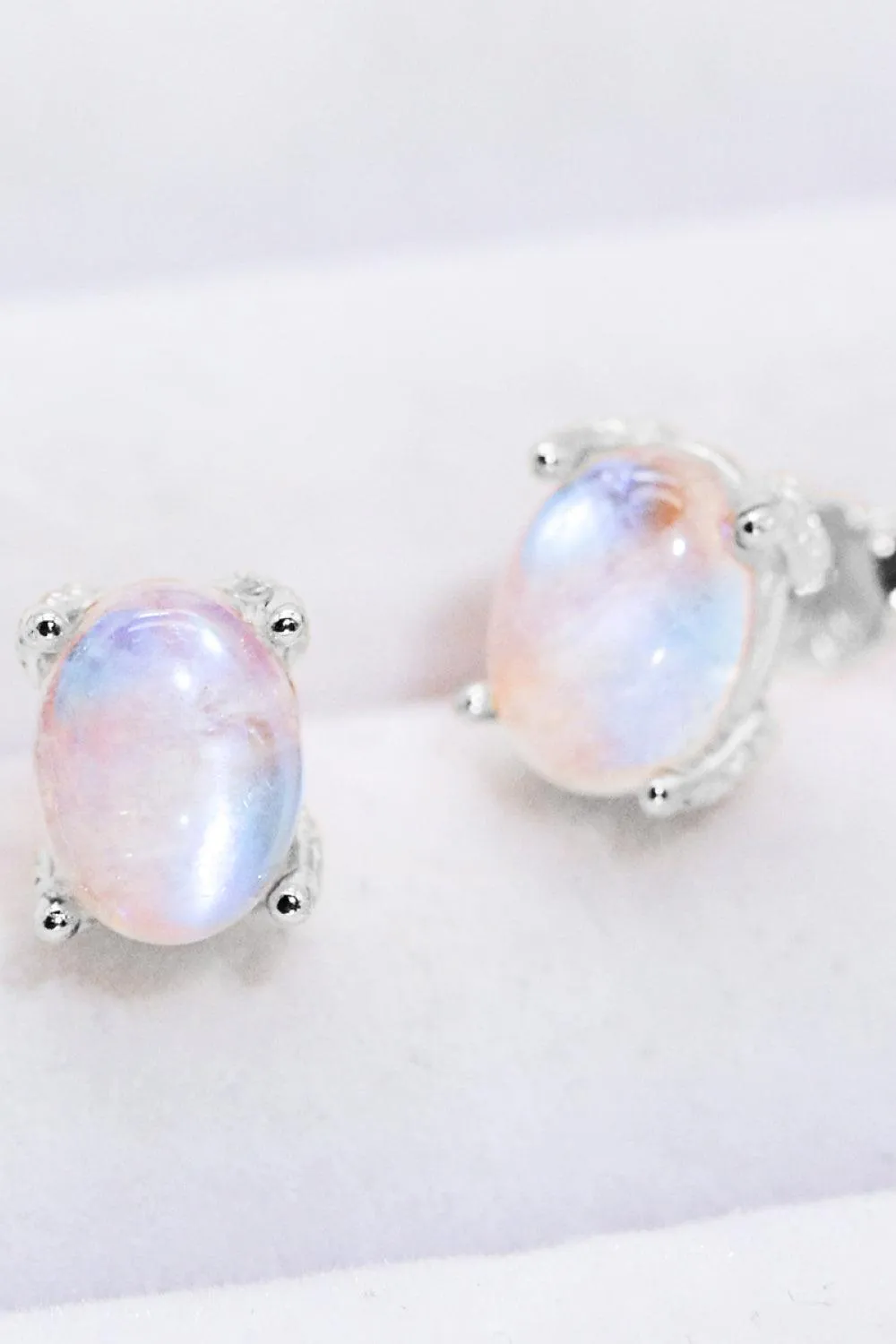 Hazel Blues® | Natural Moonstone 4-Prong Stud Earrings