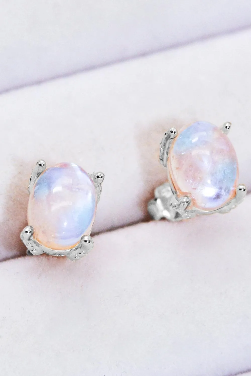 Hazel Blues® | Natural Moonstone 4-Prong Stud Earrings