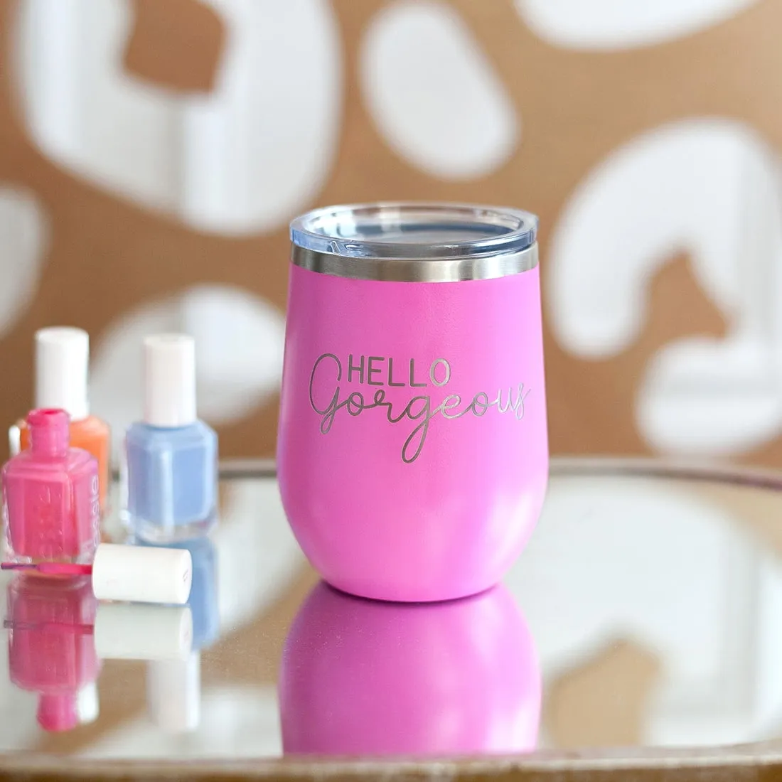 Hello Gorgeous Pink 12oz Insulated Tumbler