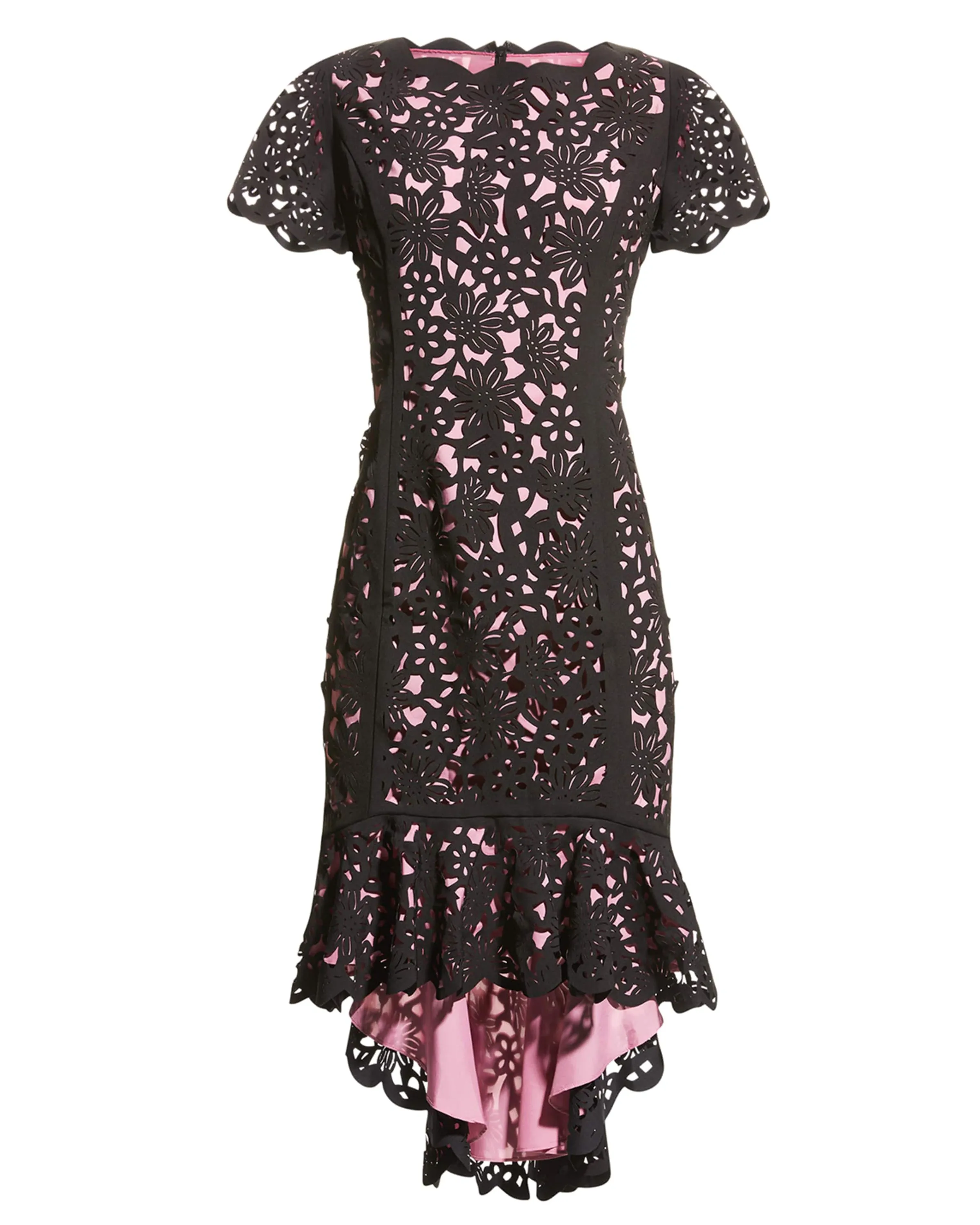 Hi-Lo Laser Cut Dress in Pink