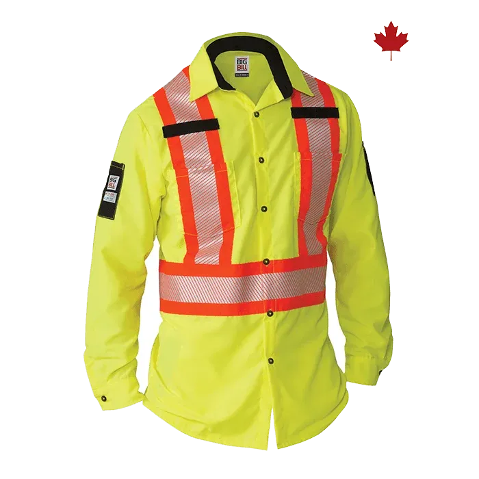 High Visibility Long-Sleeve Ripstop Shirt by Big Bill - Style 144HVP