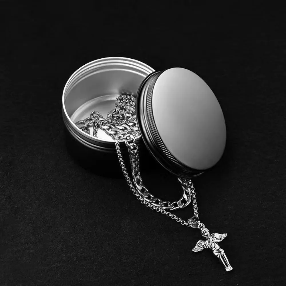 Hip Hop  Angel Pendant Double Wave Necklace