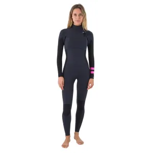 Hurley Womens Plus 4/3mm Chest Zip Full Wetsuit - Black/Graphite