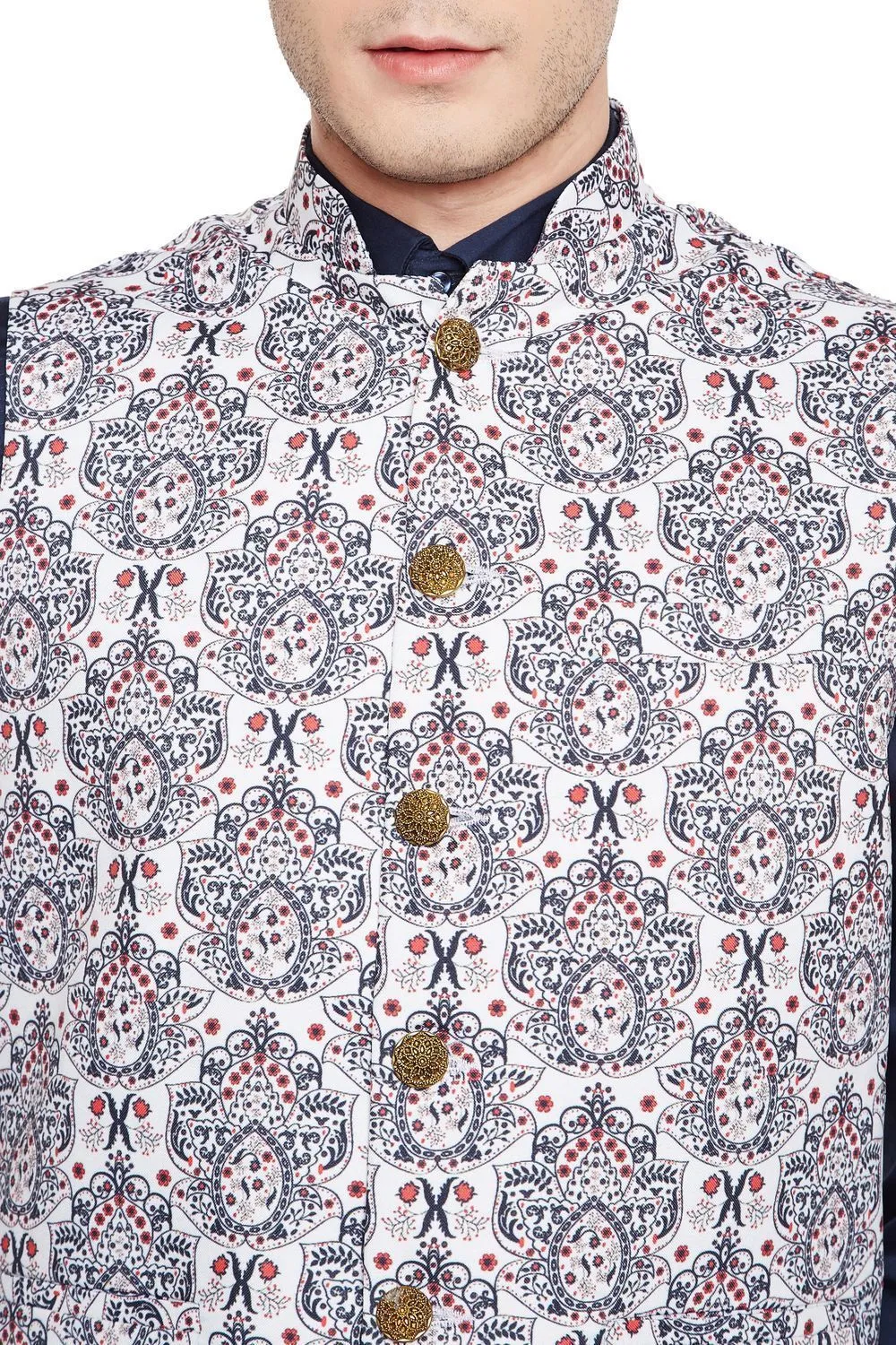Imported Rayon MulticolouRed Modi Nehru Jacket