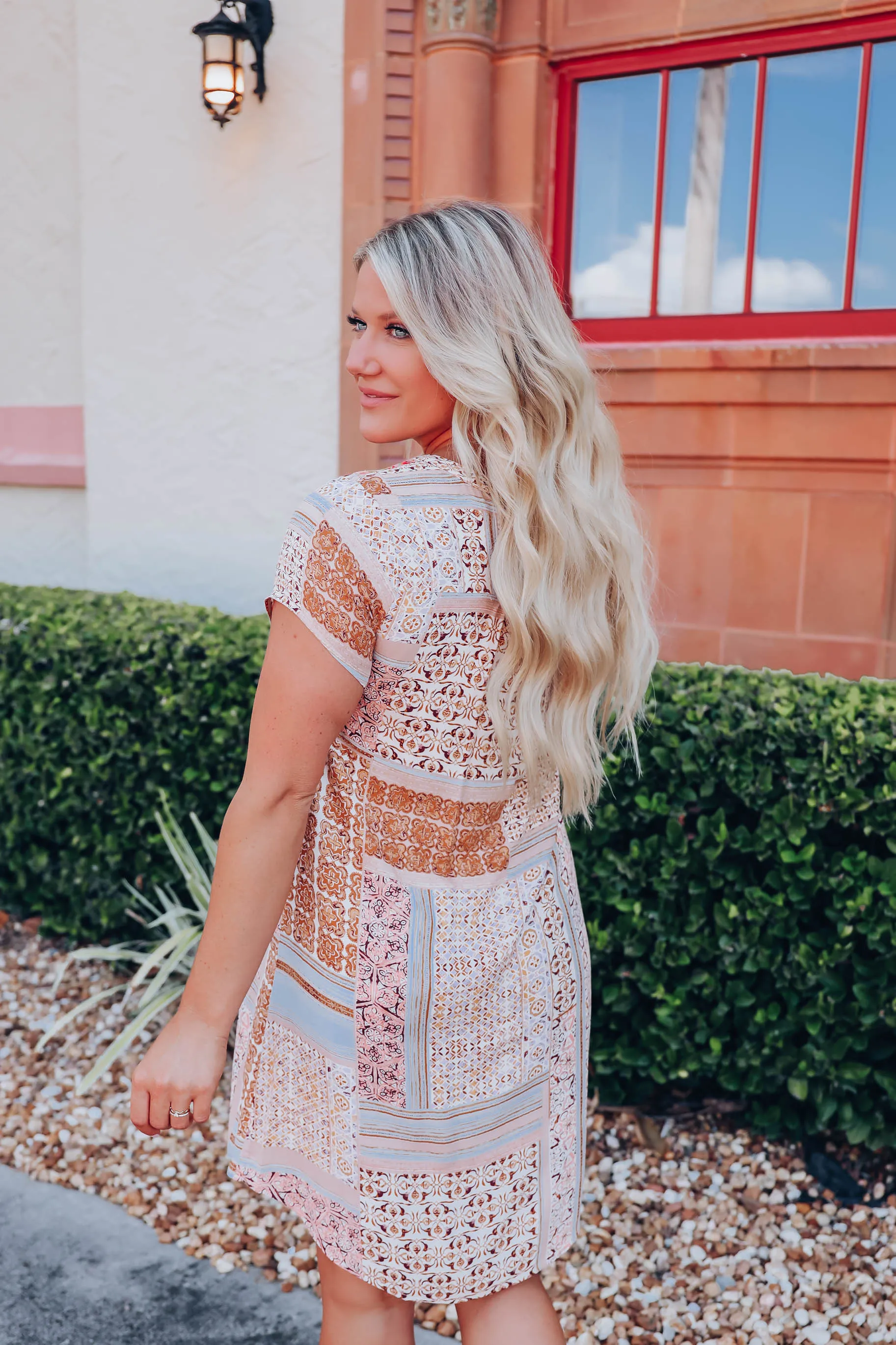 Isabel Tile Print Embroidered Dress - Final Sale